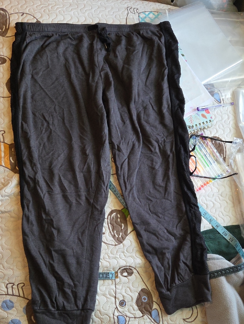 Inspired Hearts Black/Charcoal Jogger Pants with Mesh Side Panels